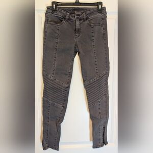 Stylish Gray Moto Jeans